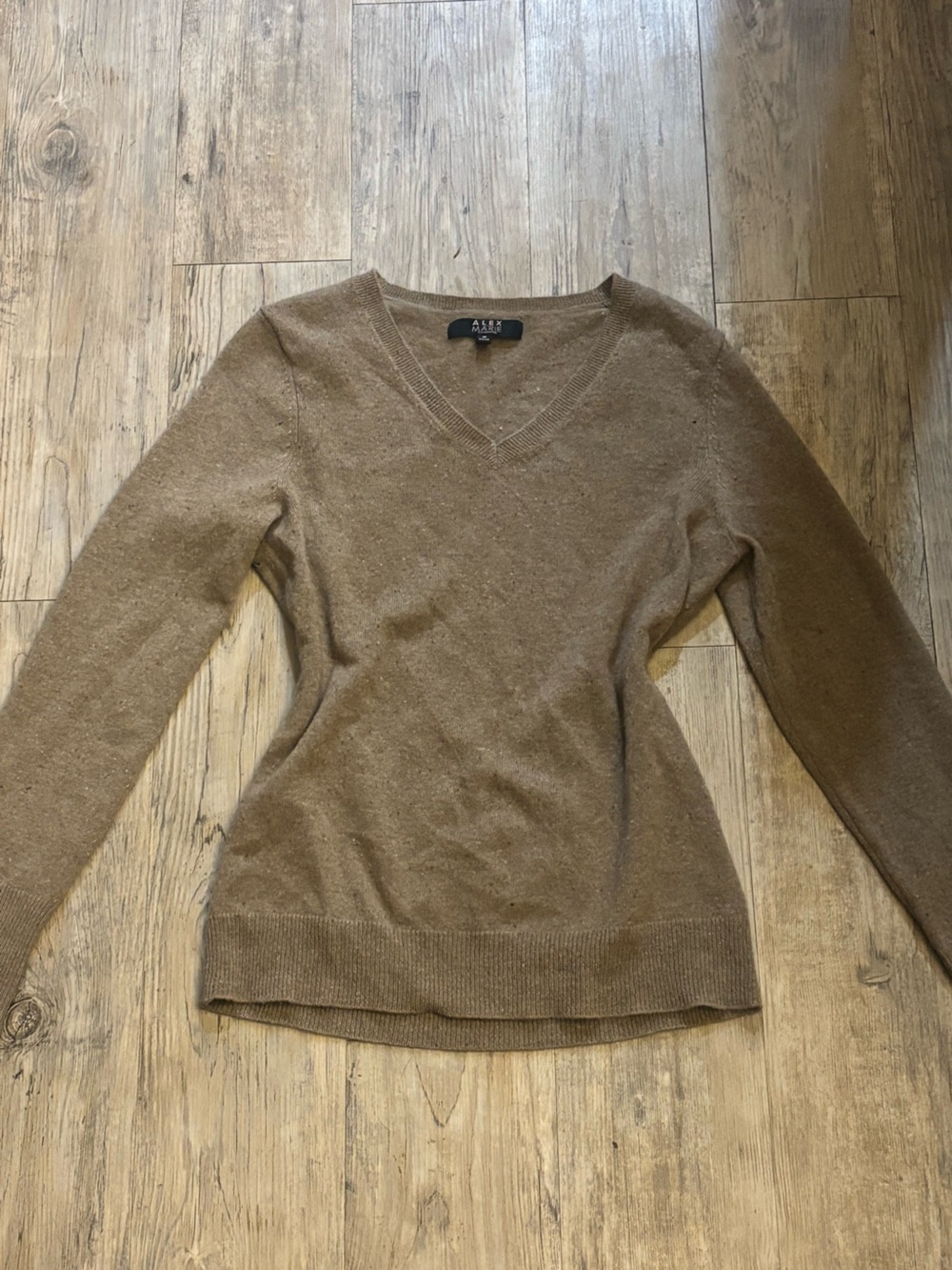 Alex Marie womens V-Neck Sweater in Camel Brown